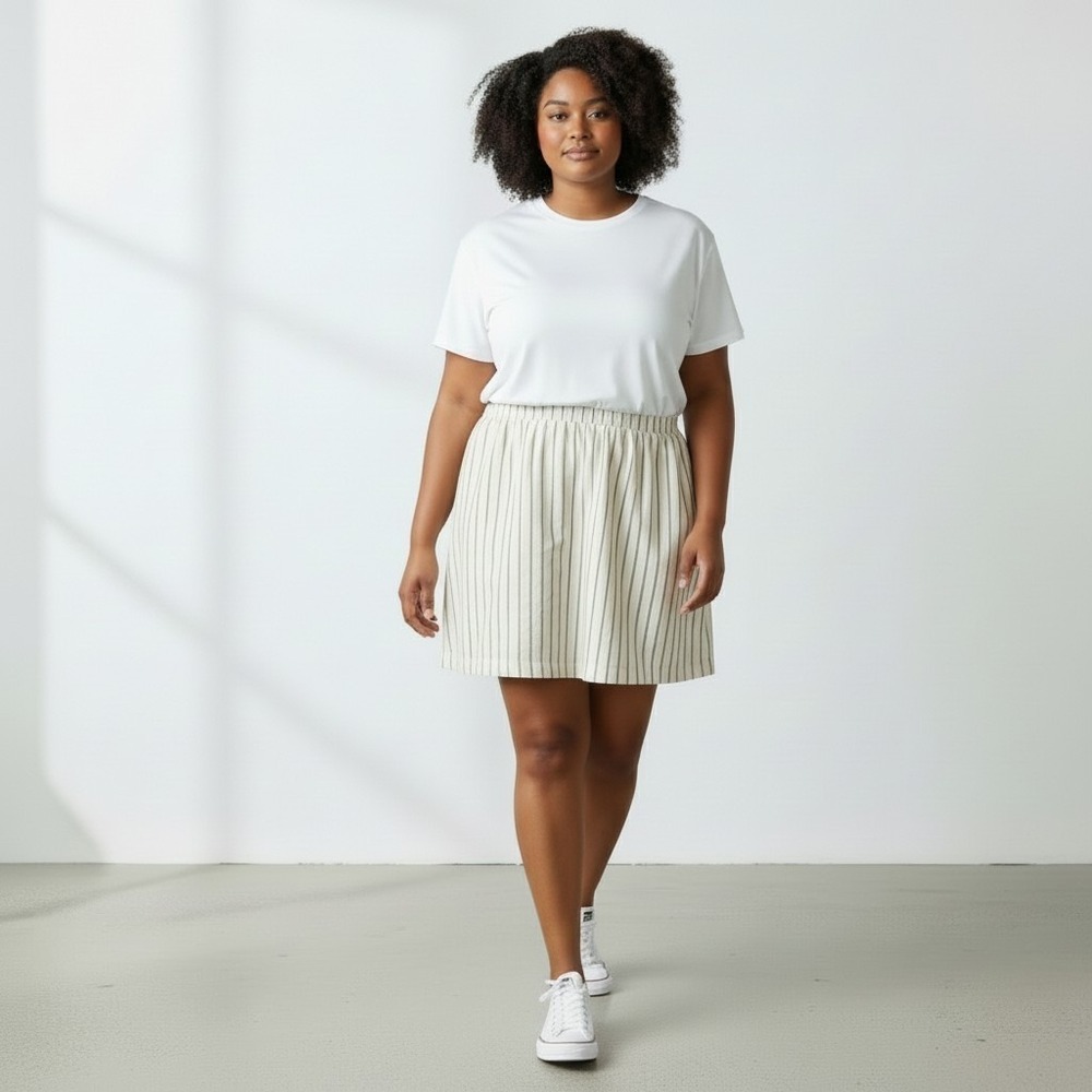 Old Navy Women's Mini Shift White Black Striped Linen Blend Pocket Size XXL